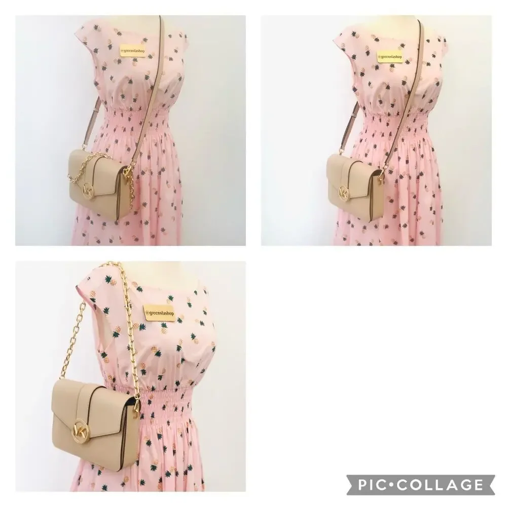 Michael Kors Carmen Medium Monogram Flap Crossbody leather buff - Picture 8 of 9